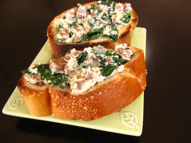 Italian Sausage Spinach and Ricotta Toasts. Photo by WiGal