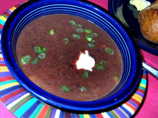 Black Bean & Salsa Soup. Photo by justcallmetoni