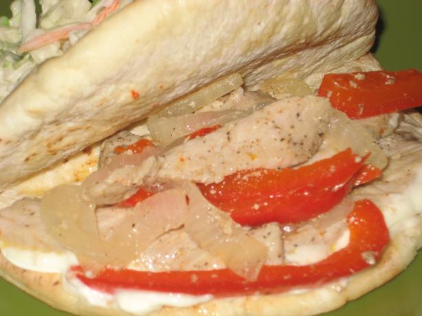 Peppered Pork Pitas With Garlic Spread. Photo by DeeVaFoodie