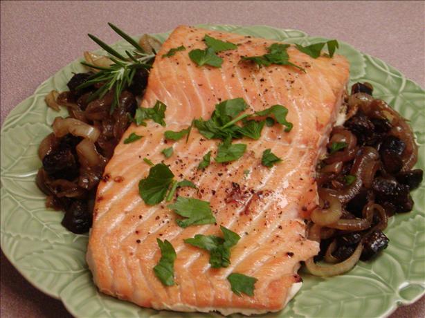Roasted Salmon With Caramelized Onions and Figs. Photo by Rita~