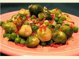 Brussels Sprouts and Peas With Bacon