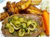 Lemon and Olive Veal Steaks. Recipe by JustJanS