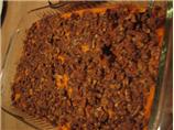 Maple Squished Sweet Potato Bake W/ Spiced Pecan Streusel