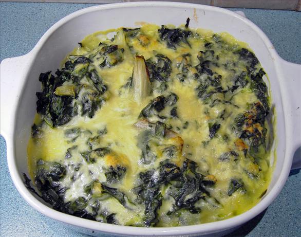 Swiss Chard in Sauce Gruyere. Photo by JustJanS