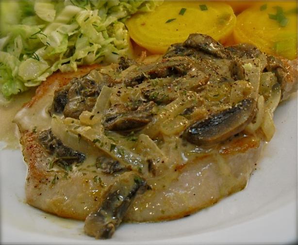 Schnitzel in Mushroom Sauce (Not Breaded). Photo by PaulaG