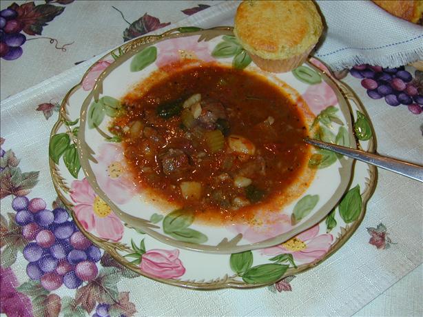 Hearty Beef and Vegetable Soup With Mushrooms. Photo by Barb Gertz