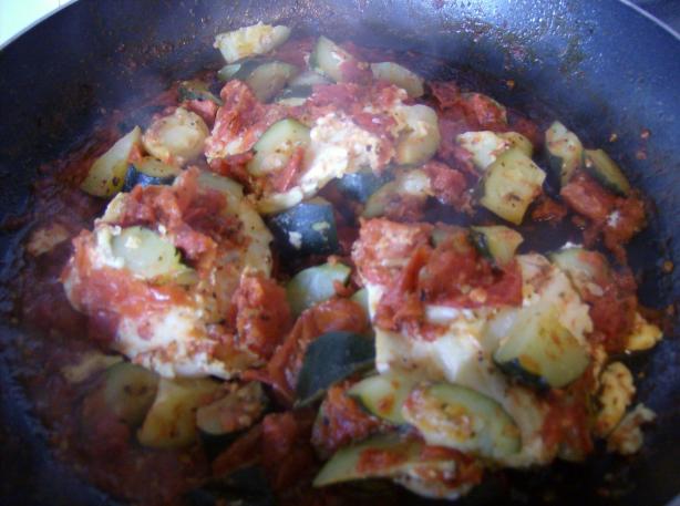 Zucchini and Tomatoes With Parmesan Dumplings. Photo by KitchenKelly