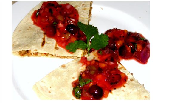 Blackened Chicken Quesadillas & Cranberry Mango Salsa. Photo by Shannon Cooks
