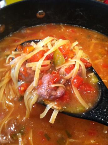 Hearty Steak Soup With Noodles. Photo by Carrie in Indiana
