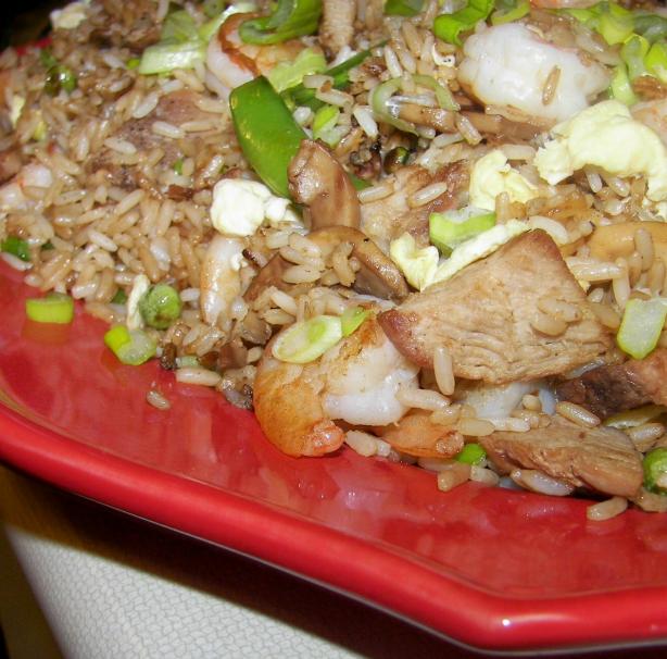 Fried Rice With Shrimp, Pork, Shiitake Mushrooms. Photo by Baby Kato