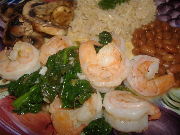 Sauteed Shrimp and Spinach. Photo by vivmom
