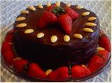 French Chocolate Almond Cake With Strawberries