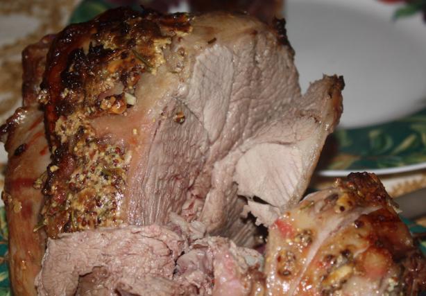 Rosemary-Mustard Roast Leg of Lamb. Photo by Leggy Peggy