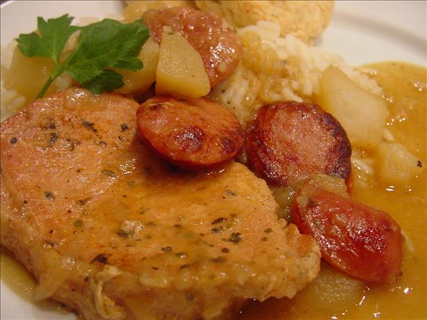 Smothered Pork Chops and Sausage. Photo by Sharlene~W