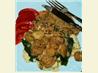 Creamy Tarragon Scallops With Spinach & Smashed Potatoes. Recipe by Caroline Cooks