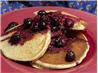 Cornmeal Pancakes With Blueberry Maple Syrup. Recipe by Kozmic Blues