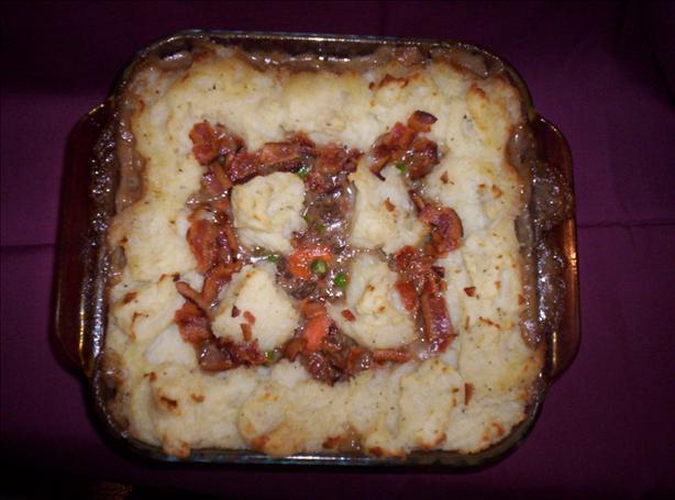 Garlic Potato Topped Stroganoff Shepherd's Pie. Photo by Chef shapeweaver &copy;