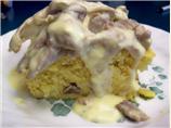 Baked Swiss Cornbread With Turkey Cream Sauce