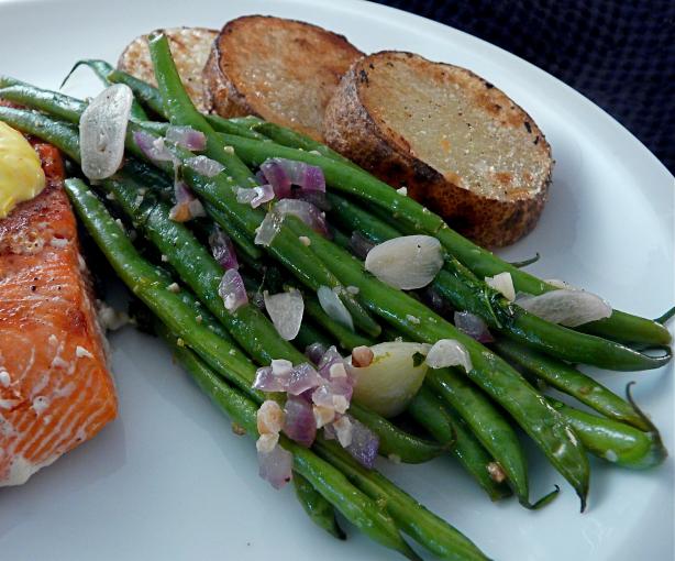 Green Beans, Roasted With Garlic, Shallots and Pine or Hazelnuts. Photo by PaulaG