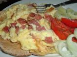 Scrambled Eggs and Fried Beef Salami