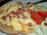 Scrambled Eggs and Fried Beef Salami. Recipe by Oolala