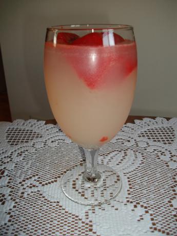 Lemonade With Strawberry Ice Cubes. Photo by Domestic Goddess