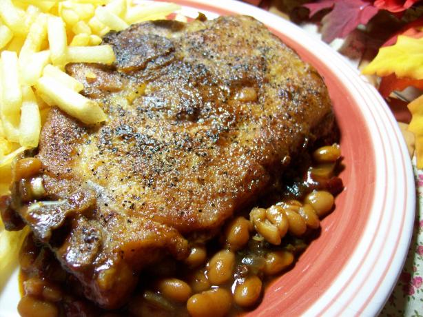 Easy Oven Baked Beans and Pork Chops. Photo by Chef shapeweaver &copy;