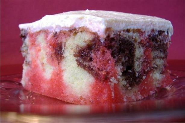 Neapolitan Refrigerator Sheet Cake. Photo by Deb's Recipes
