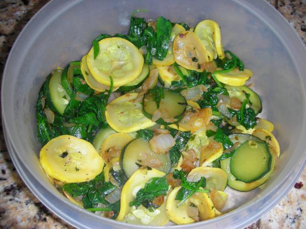 Janet's Sauteed Yellow Squash and Spinach. Photo by JackieOhNo!