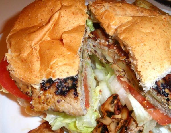 Mushroom Stuffed Grilled Pork Burgers. Photo by Bergy