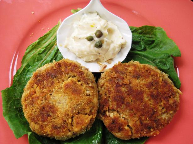 Crispy Salmon Cakes With Lemon- Caper Mayonnaise. Photo by gailanng