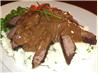 Bourbon, Brown Sugar Flank Steak W/ Garlic-chive Mashed Potatoes