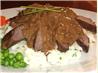 Bourbon, Brown Sugar Flank Steak W/ Garlic-chive Mashed Potatoes