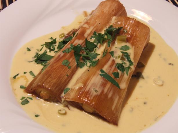 Braised Leeks With Mustard Cream. Photo by Peter J