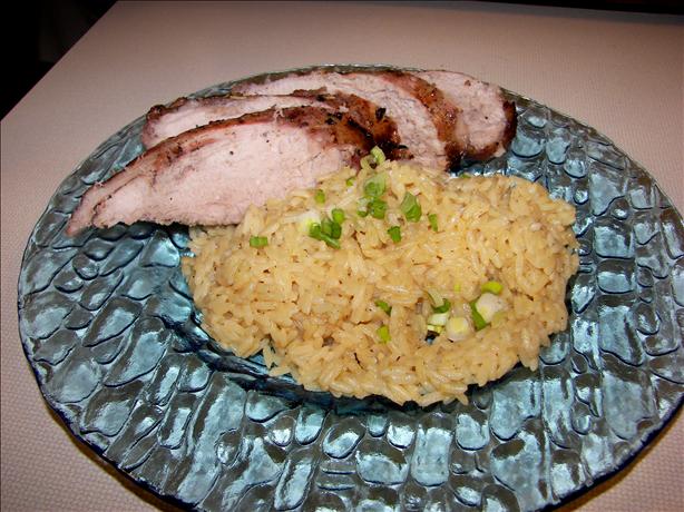 Greek-Style Marinated Pork With Lemon Rice. Photo by Baby Kato