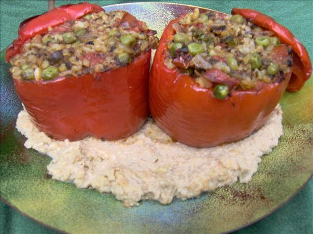 Stuffed Bell Peppers With a Savoury Cashew Sauce. Photo by Sharon123