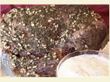 Herb-Crusted Sirloin Tip Roast W/ Creamy Horseradish-Chive Sauce