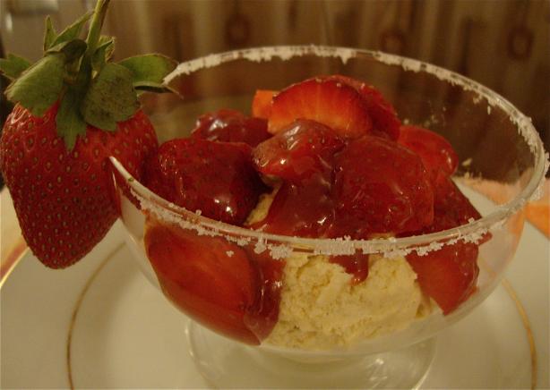 Warm Double Strawberry Sauce. Photo by JoyfulCook