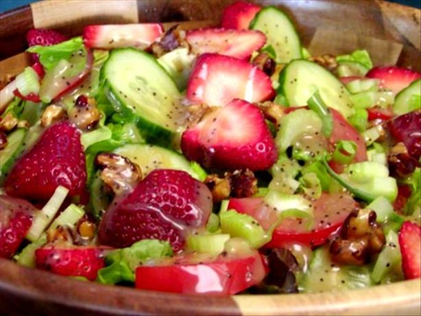 Baby Greens  With Strawberries With a Poppy Seed Dressing. Photo by Rita~