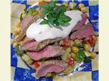 Mediterranean Lamb on Chickpea and Tomato Salad
