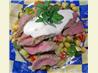 Mediterranean Lamb on Chickpea and Tomato Salad. Recipe by JustJanS
