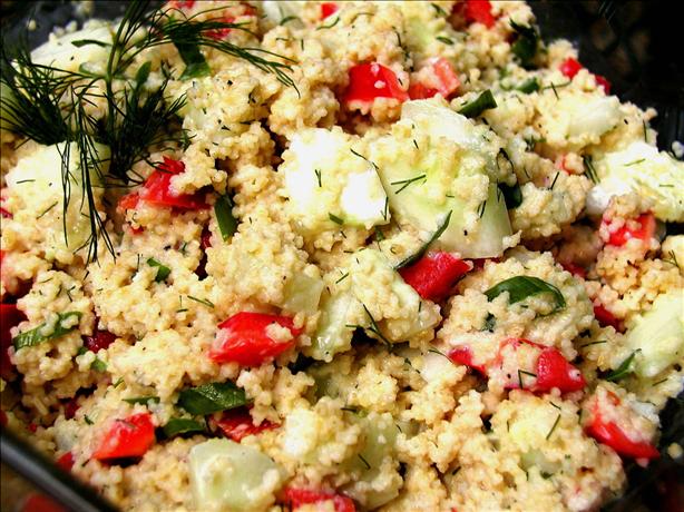 Couscous and Cucumber Salad With Buttermilk- Dill Dressing. Photo by GaylaJ