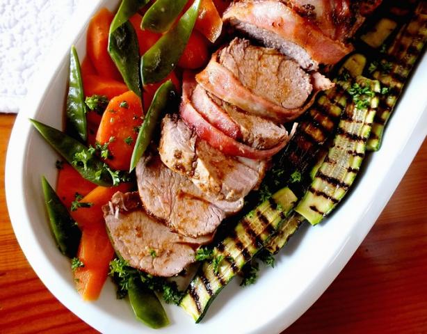 BBQd Bacon-Wrapped Pork Fillet. Photo by Zurie