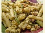 Penne With Blue Cheese, Pesto, Walnuts, and Asparagus. Photo by Jamie Lynne