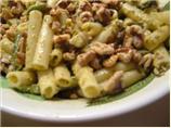 Penne With Blue Cheese, Pesto, Walnuts, and Asparagus