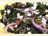 Sauteed Spinach With Red Onion, Bacon & Blue Cheese