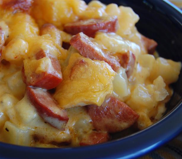 Jolean's Cheese Potato & Smoked Sausage Casserole. Photo by rickoholic83