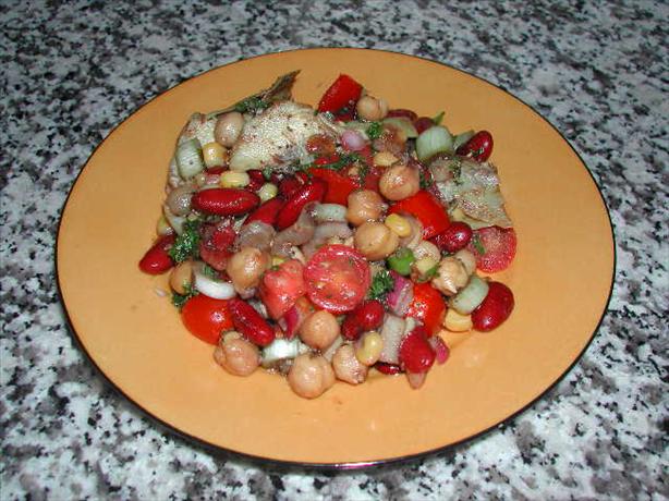 Two Bean & Artichoke Salad. Photo by Kumquat the Cat's friend