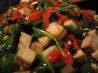 Penne With Roasted Tofu, Peppers and Spinach in Garlic Sauce