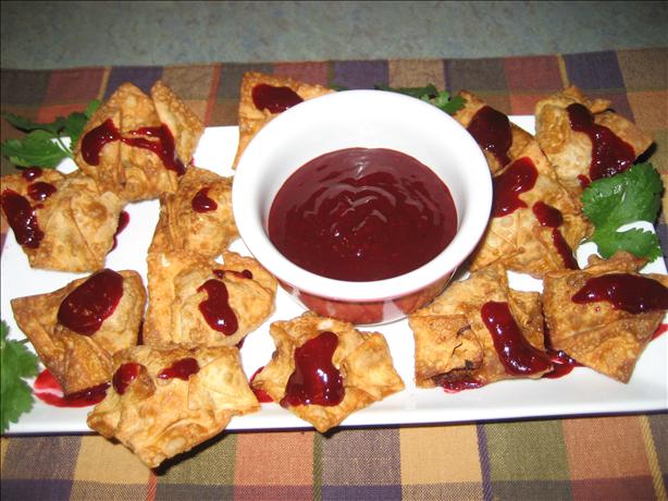 Crab Wontons With Szechuan Blackberry Sauce. Photo by Pellerin